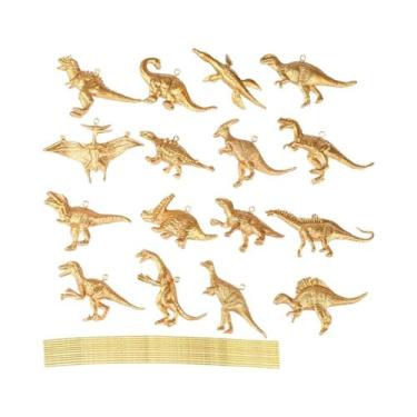 Imagem de Enfeites De Natal Dinossauro Dourado 16 Peças Mini Decoração Suspensa 