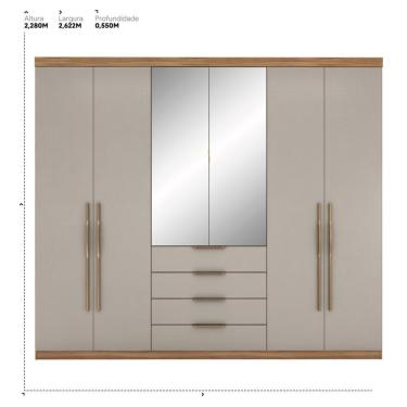 Imagem de Guarda Roupa Casal 6 Portas Com Espelho E 4 Gavetas Jersey Prime Tx Amêndola Touch-nude