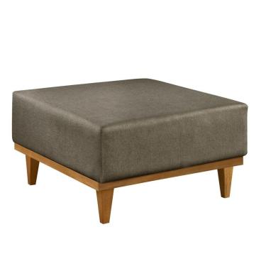 Imagem de Puff Luxo Corino Retangular Base Mesa Madeira Lar & Estilo Marrom