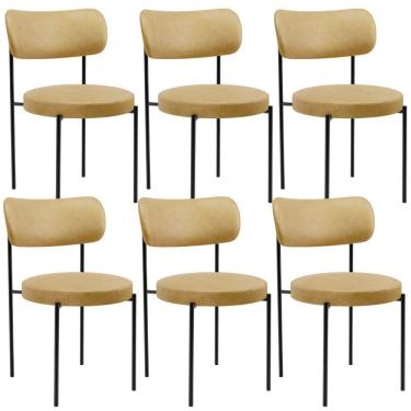Imagem de Kit 06 Cadeiras Estofadas Para Sala De Jantar Louise L02 Couríssimo Fendi - Lyam Decor