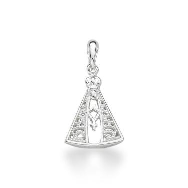 Imagem de Pingente Nossa Senhora Aparecida Manto Rendado Prata 925