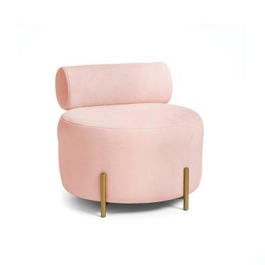 Imagem de Poltrona Sala Ilha Orgânica éden Pé Aço Lateral Dourado Bouclê Rosê E03 - D'rossi