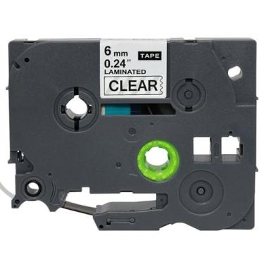 Imagem de Fita Compatível TZe-111 TZ111 6mm Transparente com Letras Pretas para Rotulador Brother PT-H110 PT-H105