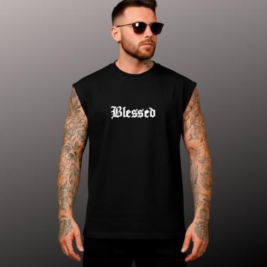 Imagem de Camiseta Regata Modelagem Oversized Estampa Moderna Blessed-Masculino