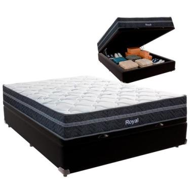Imagem de Cama Box Baú Casal e Colchão Royal Molas Ensacadas Colchobel Preto
