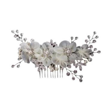 Imagem de Pentes De Cabelo De Noiva Com Pérolas Prateadas E Strass, Acessórios D