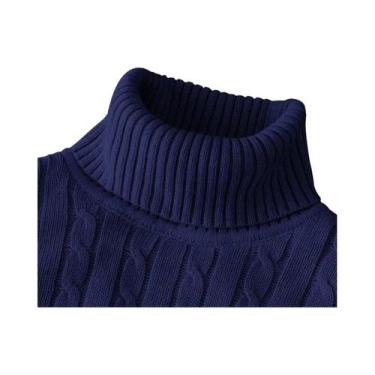 Imagem de Suéter Masculino De Gola Alta Tricotado, Quente E Casual, Pullover De 