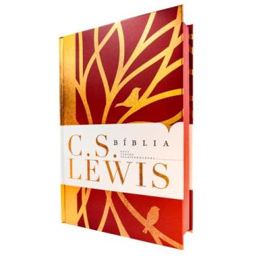 Imagem de Bíblia C. S. Lewis  NVT  Leitura Perfeita  Capa Dura Vermelho e Dourad