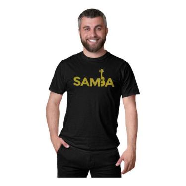 Imagem de Camiseta Masculina Estampa Samba Sambista Cavaquinho Algodão Manga Cur
