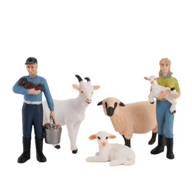 Imagem de Conjunto de estatuetas de animais de fazenda, 3 peças de PVC, plástico, cabra, ovelha e cordeiro