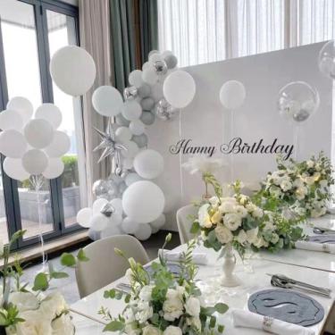 Imagem de Kit de balões 70 balões brancos de látex para festas e festivais - yiw