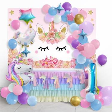 Imagem de Kit de balão Unicorn Macaron para festa de aniversário 61 unidades - y