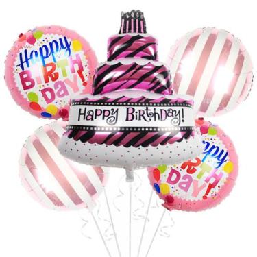 Imagem de Kit de balões de aniversário Mylar, balões de bolo de 3 camadas x6 - y