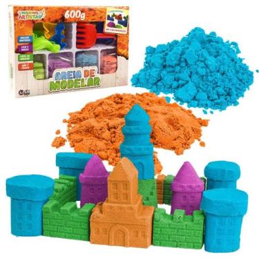 Imagem de Areia de Modelar 600g Colorida Com Molde Sortidos Leve e Macia Unik AM