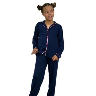 Imagem de Pijama Infantil Menina Inverno Americano Blusa com Gola e Calça - c12 