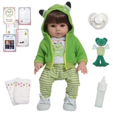 Imagem de Bebê Reborn Menino Boneco Silicone Pode Molhar + Acessórios - Cegonha 