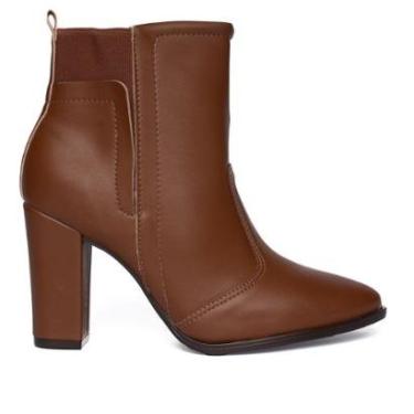 Imagem de Bota Feminina Beira Rio Cano Curto Salto Alto Caramelo-Feminino