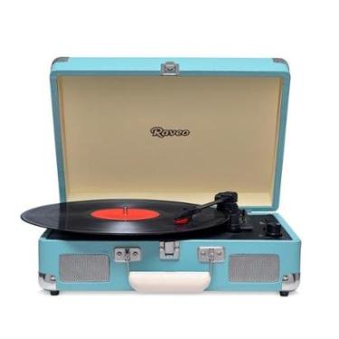 Imagem de Toca Discos Vitrola Raveo Sonetto - Bluetooth, MP3, USB Reproduz e Grava, Aux. 10W RMS Light Blue-Unissex