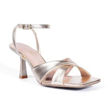 Imagem de Sandália Feminina Salto Fino Tira Dupla e Bico Quadrado-Feminino