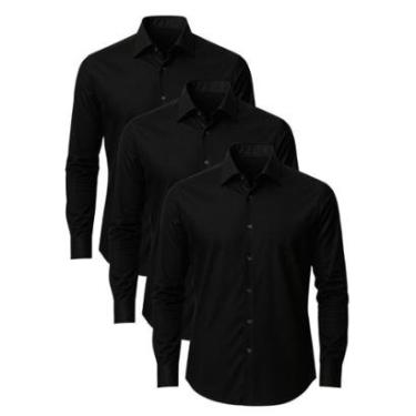 Imagem de Kit 3 Camisas Social Masculina Manga Longa Crocker-Masculino