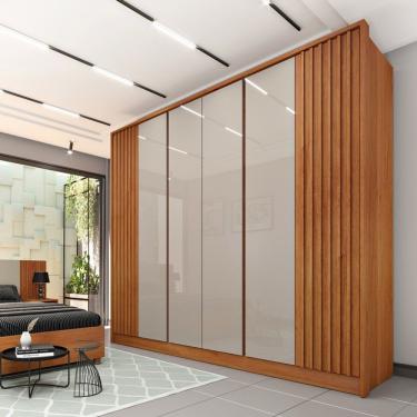 Imagem de Guarda Roupa Casal Ripado 6 Portas 6 Gavetas - Barcelona-cinamomo/off White - Tcil Móveis