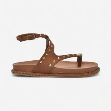 Imagem de Sandália Papete Via Marte Boho Anel No Dedo Camurça Caramelo-Feminino