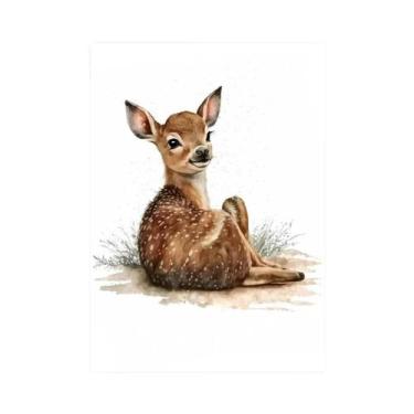 Imagem de Pôster Em Tela De Aquarela Com Estampas De Animais Para Quarto Infanti