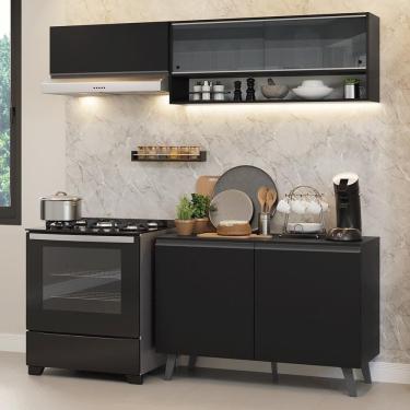 Imagem de Armário de Cozinha Compacta 200 cm Preto Nice Madesa 10