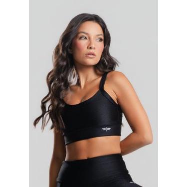 Imagem de Top Fitness Poliamida Texturizado Com Brilho Preto Salvatore, P