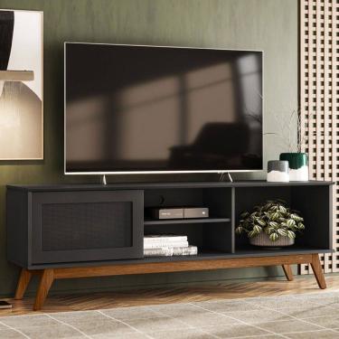 Imagem de Rack para TV Até 60 Polegadas em 15mm Ametista 1 Porta Preto - Pnr Móveis