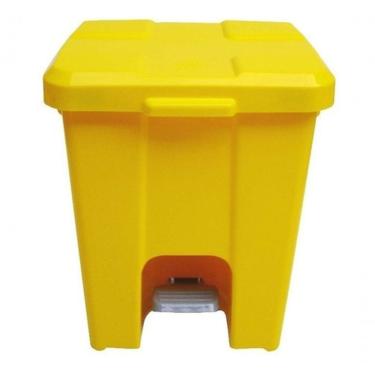 Imagem de Lixeira Quadrada Plástica 25L em Polipropileno com Pedal e Aro para Saco de Lixo Amarelo