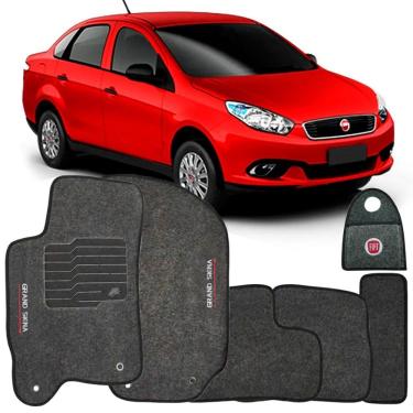 Imagem de Jogo Tapete Automotivo Carpete + Lixeira Grand Siena 2012 à 2021 Soft Logo Bordado Grafite 6 Peças