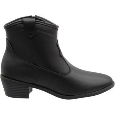 Imagem de Bota Moleca Cano Baixo Western Feminina, Preto, 38