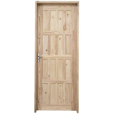 Imagem de Kit Porta de Madeira Pinus Grantok M09 Externa, Abertura à Esquerda 213x96 cm