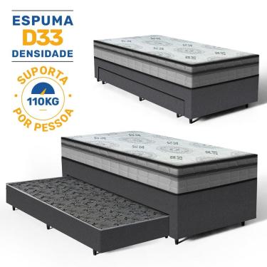 Imagem de Cama Box com Colchão de Espuma D33 Pillow In Ortopédico Anjos Ortosleep + Auxiliar de E...