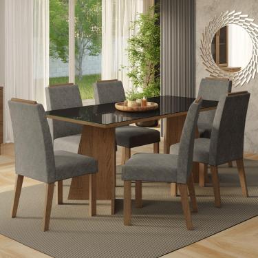 Imagem de Conjunto Sala de Jantar Tampo de Vidro 6 Cadeiras Amalfi Madesa