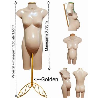 Imagem de Manequim feminino (Meio corpo gravida N.38) bege com tampa Golden + pe