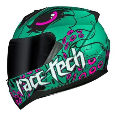 Imagem de Capacete Feminino Race Tech Kraken Verde/Preto N56/P - Motoqueiro - Mo