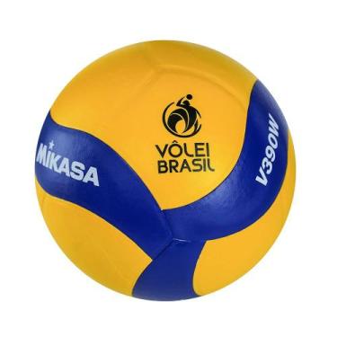 Imagem de Bola Volei Mikasa V390W - Padrão FIVB, Amarelo, Azul