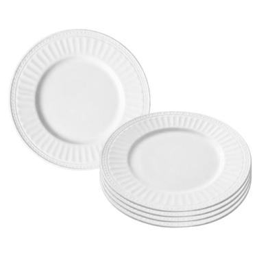 Imagem de Jogo 4 Pratos Raso De Vidro Branco Redondo Jantar 25cm - CLICK HOUSE