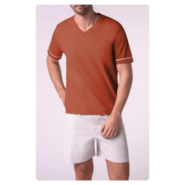 Imagem de Pijama Curto Masculino Gola V Lupo 28000-001, 6360, Nude bronze, XG - 
