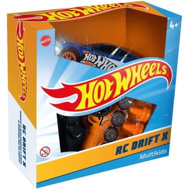 Imagem de Carro de Controle Remoto Hw Rc Drift X com Função de Derrapagem Rodas Extras e Cones Azul Multikids