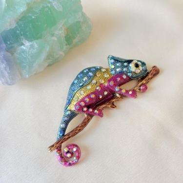 Imagem de Broche Camaleão Colorido com Pedras Boreais - Pistache Acessórios