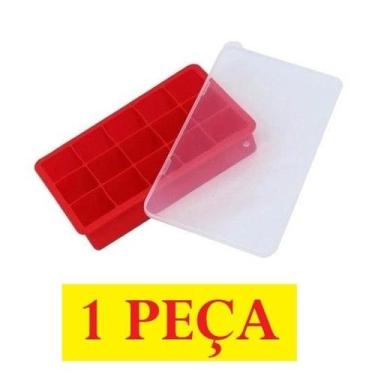 Imagem de Forma De Gelo Silicone Com Tampa De Silicone 12X19X4Cm Fácil E Prático