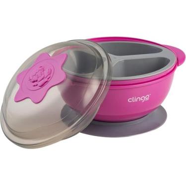 Imagem de Clingo Prato Com Ventosa E Divisória Colors, COR ROSA/CINZA
