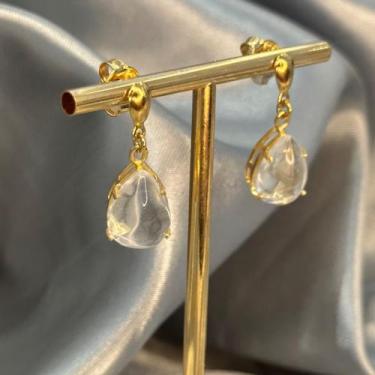 Imagem de Brinco gota 10x14 na galeria (ouro)- cristal - Nova Topázio
