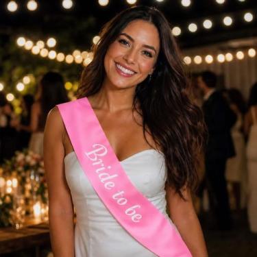 Imagem de Faixa Miss Bride to Be Despedida de Solteira Casamento Noivado Cor:Ros