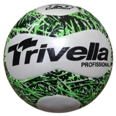 Imagem de Bola Futebol Society Trivella 100% PU Profissional, Branco, Verde