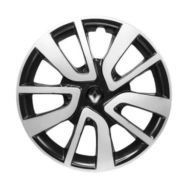Imagem de Calota Aro 15 Sandero Logan Clio 2014/2020 (Preto C/ Prata) - GRID