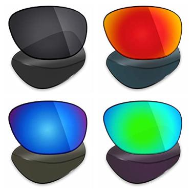 Imagem de 4 pares de lentes polarizadas de substituição Mryok para óculos de sol Oakley She 's Unstoppable – Stealth preto/vermelho fogo/azul gelo/verde esmeralda